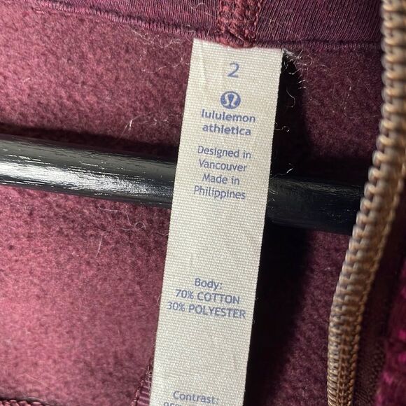 Lululemon Scuba Stretch Striped Printed Plum Long Sleeve Full Zipper Hoodie Sz 2 - Picture 8 of 8